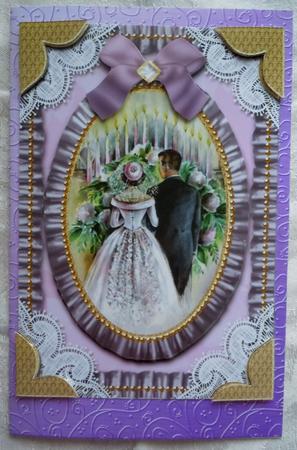 Wedding Couple Lace N Ruffles A5 Card Front Step by Step by Sharon Wilson