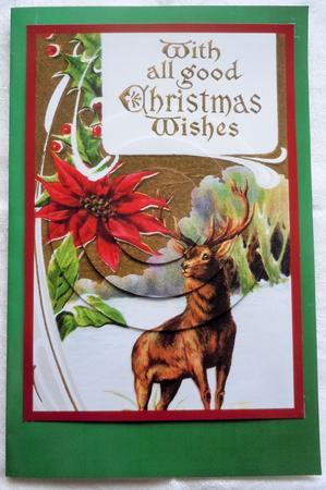 Vintage Christmas Deer Circle Pyramid by Sharon Wilson