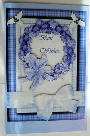 Christmas Wreath in Blue and A5 Card Front by Sharon Wilson