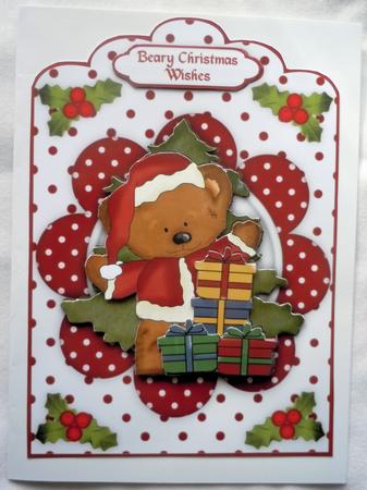 Tibbles is Santa! Scallop Top Card and Step by Step by Sharon Wilson