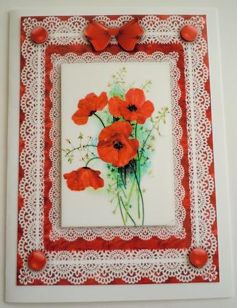 Poppies 'n Lace A4 Card Front by Sharon Wilson