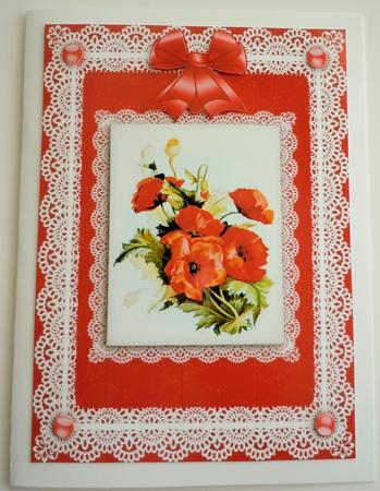 Poppies 'n Lace A4 Card Front by Sharon Wilson