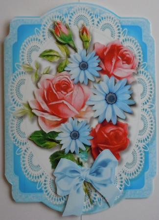 Print and Fpld, Lovely Mixed Roses on Lace  by Sharon Wilson