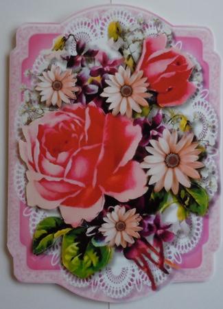 Print and Fpld , Deep Pink Roses on Lace  by Sharon Wilson
