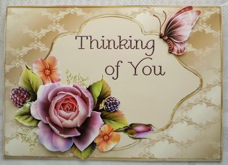 Thinking of You English Rose Card Front by Sharon Wilson
