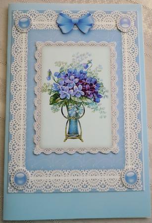 Violets 'n Lace A4 Card Front by Sharon Wilson