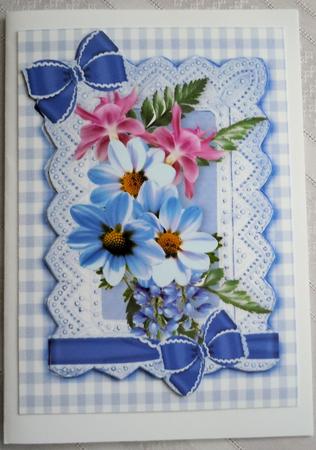Pretty Flowers with Bows in Gingham Frame A4 by Sharon Wilson