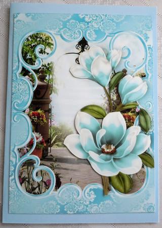 In the Garden with Blue Magnolias A4 by Sharon Wilson