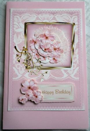Pink Satin & Lace Delight - Best of Both Worlds Card Front by Sharon Wilson