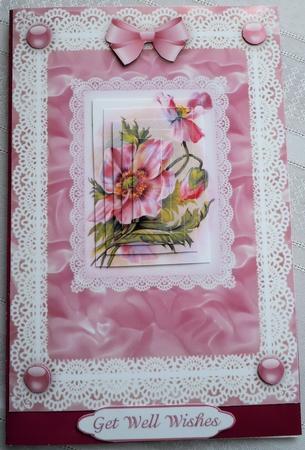 Floral Fantasy 'n Lace A5 Pyramid Card Front by Sharon Wilson