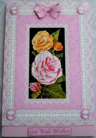 Begonias 'n Lace Pyramid Card Front by Sharon Wilson