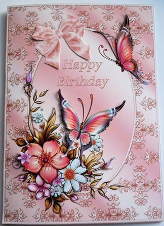 Flowers Butterflies and Bow Pink by Sharon Wilson
