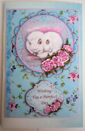 Purrfect Day Card Front and Decoupage by Sharon Wilson