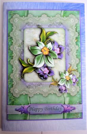 Floral Spray on Lace Topper and Decoupage by Sharon Wilson