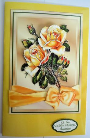 Golden Satin and Roses - Card Front by Sharon Wilson