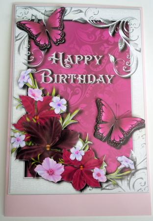 Floral Silver Flourish Frame Birthday by Sharon Wilson
