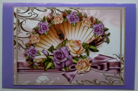 Oriental Fan with Roses -  by Sharon Wilson