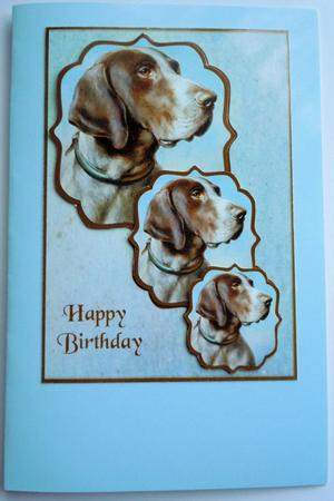 Birthday Card Topper with Hound by Sharon Wilson