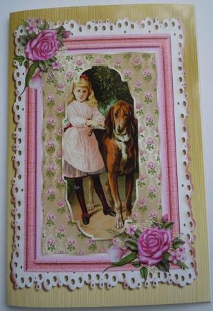 Vintage Girl and Dog A4 by Sharon Wilson