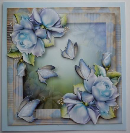 Floral & Flutters - Blue Roses 8x8 Quick Topper by Sharon Wilson