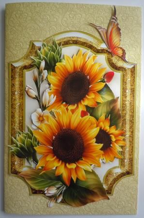 Beautiful Sunflowers on a Gold Bracket  by Sharon Wilson
