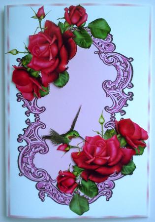Pretty Scroll Antique Card/toppers in Pink and Gold by Sharon Wilson