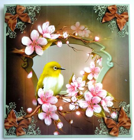 Cherry Blossoms with Bows 8x8 by Sharon Wilson