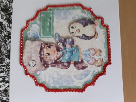 Cute Christmas design with falling snow#3 by Linda Wright