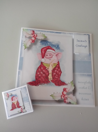 Pig In A Blanket 8x8 by Linda Wright