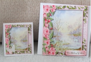 Beautiful Swan Scen and Roses by Linda Wright