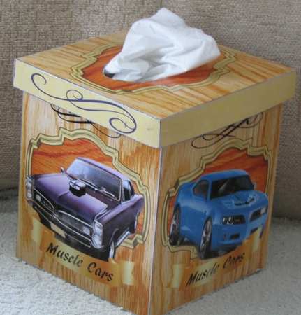 Muscle Cars for Men Tissue Box Cover by Linda Wright