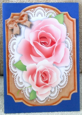4 Lovely Roses Toppers on Lace  by Linda Wright