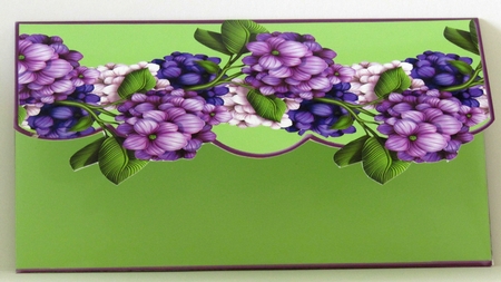Heavenly Hydrangea -  Envelope Money/Voucher Wallet - Green by Linda Wright