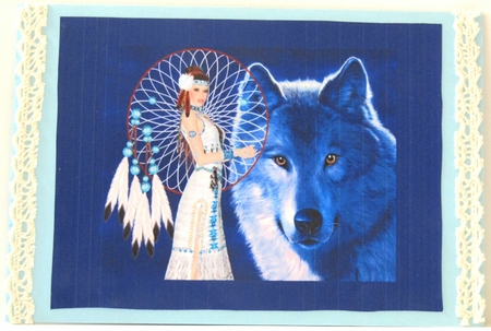 Native American Woman & Wolf A4 Topper by Linda Wright