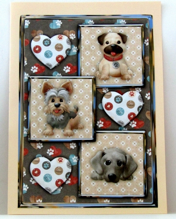 Doggies Three Square Quick Card by Linda Wright