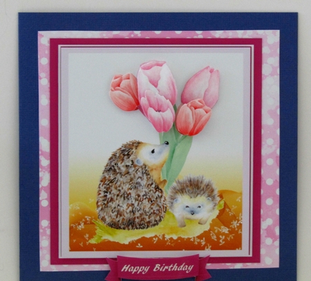 Hedgehog and Tulips  by Linda Wright