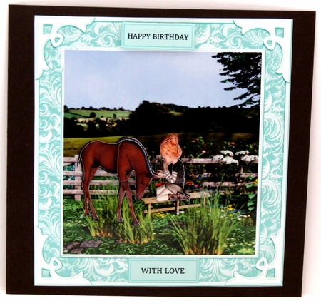 Girl and foal birthday card front by Linda Wright