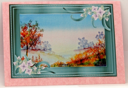 2 A5 card toppers Autumn Mists and Cat by the pond by Linda Wright