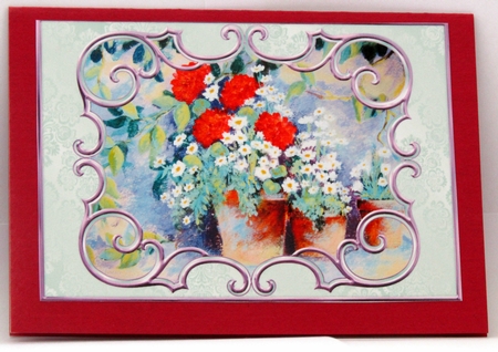 2 A5 card watercolour toppers Field Flowers and Pots of Geranuims by Linda Wright