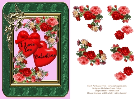 Valentine Hearts with Bow by Linda Wright