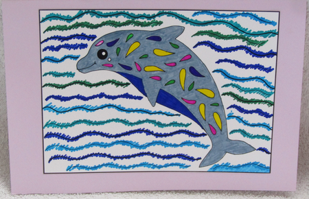 Cute Dolphin Coloring Page/Digi Stamp by Linda Wright