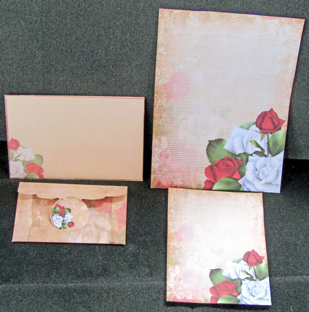 Red & White Roses Golden Christmas A5 & A6 Stationery Set by Linda Wright