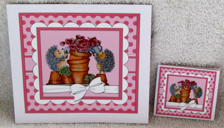 Hedgehogs In The Garden - 6X6 Card Topper & Gift Tag by Linda Wright