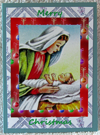 Lovely scene with mary and baby jesus with candle & star A4 by Linda Wright
