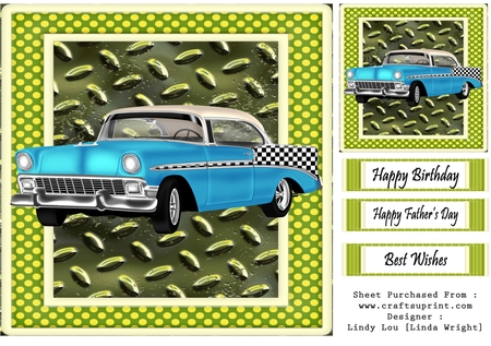50s Car Checkered 6 Pack.Kit.1 by Linda Wright