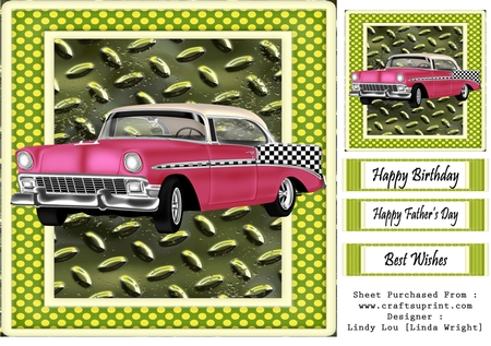 50s Car Checkered 6 Pack.Kit.1 by Linda Wright