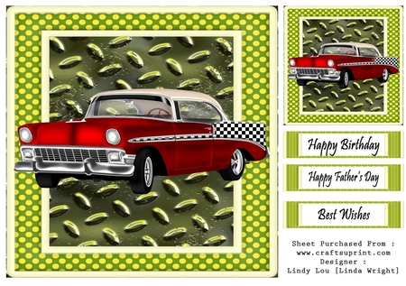 50s Car Checkered 6 Pack.Kit.1 by Linda Wright
