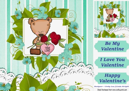8 Pretty coloured flower card fronts with lace & stripes with toppers by Linda Wright