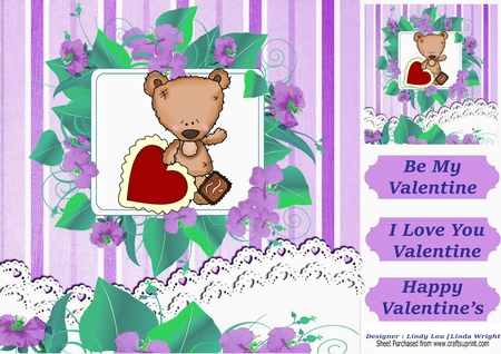 8 Pretty coloured flower card fronts with lace & stripes with toppers by Linda Wright