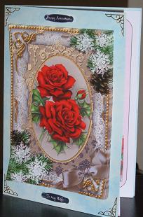 Christmas Roses Snow 7x5in Spiral Wavy Edge Stacker by Linda Wright